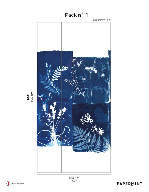 Cianotipo Fresco Flores de los Campos - Azul Denim