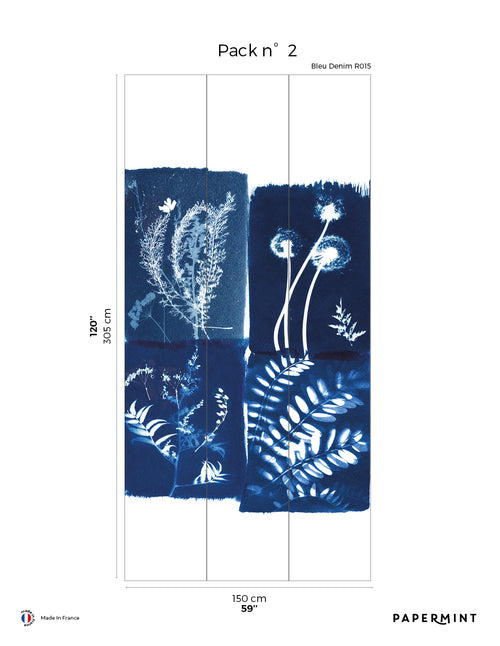 Cianotipo Fresco Flores de los Campos - Azul Denim