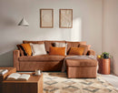 Cyrus - Reversible Convertible Corner Sofa with Storage Box - 4 Seater - Corduroy - Terracotta
