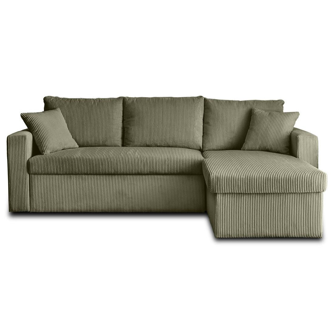 Cyrus - Canapé D'Angle Réversible Convertible Avec Coffre - 4 Places - Velours Côtelé - Vert