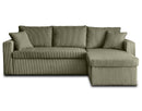 Cyrus - Sofá esquinero convertible reversible con caja de almacenamiento - 4 plazas - Pana - Verde