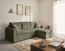 Cyrus - Sofá esquinero convertible reversible con caja de almacenamiento - 4 plazas - Pana - Verde