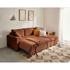 Cyrus - Canapé D'Angle Réversible Convertible Avec Coffre - 4 Places - Velours Côtelé - Terracotta