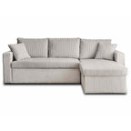 Cyrus - Canapé D'Angle Réversible Convertible Avec Coffre - 4 Places - Velours Côtelé - Gris Clair