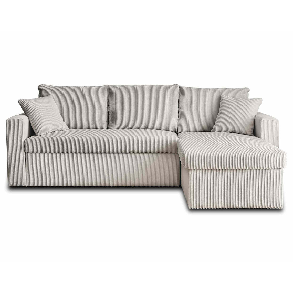 Cyrus - Canapé D'Angle Réversible Convertible Avec Coffre - 4 Places - Velours Côtelé - Gris Clair