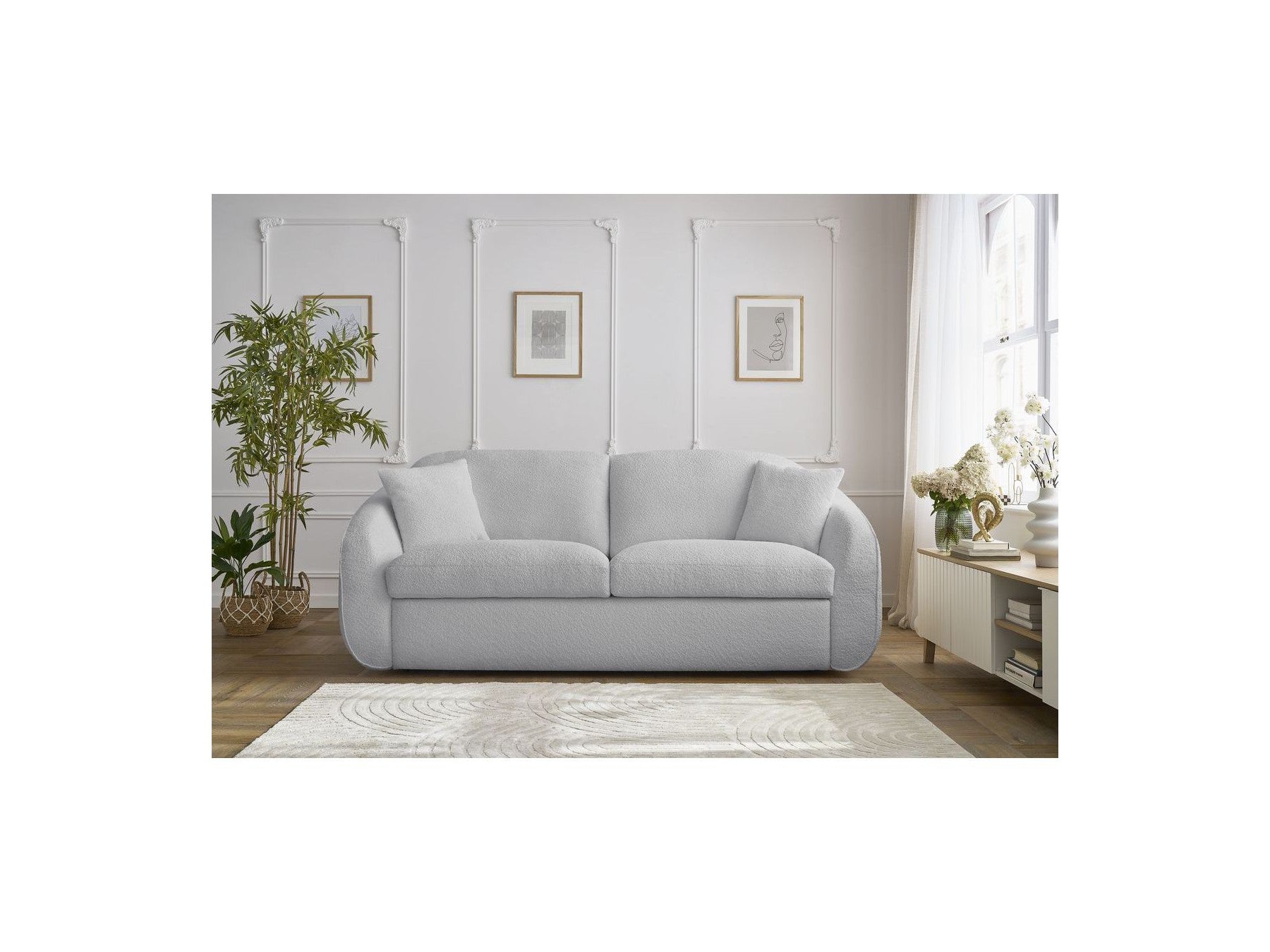Cezanne - Straight Sofa Bed with Express Opening - Bouclé Fabric