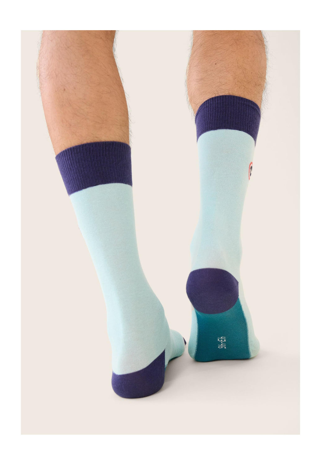 Chaussettes Mi-Hautes Fantaisie Lucas Bloc - Indigo Bleu Canard Vert D'Eau