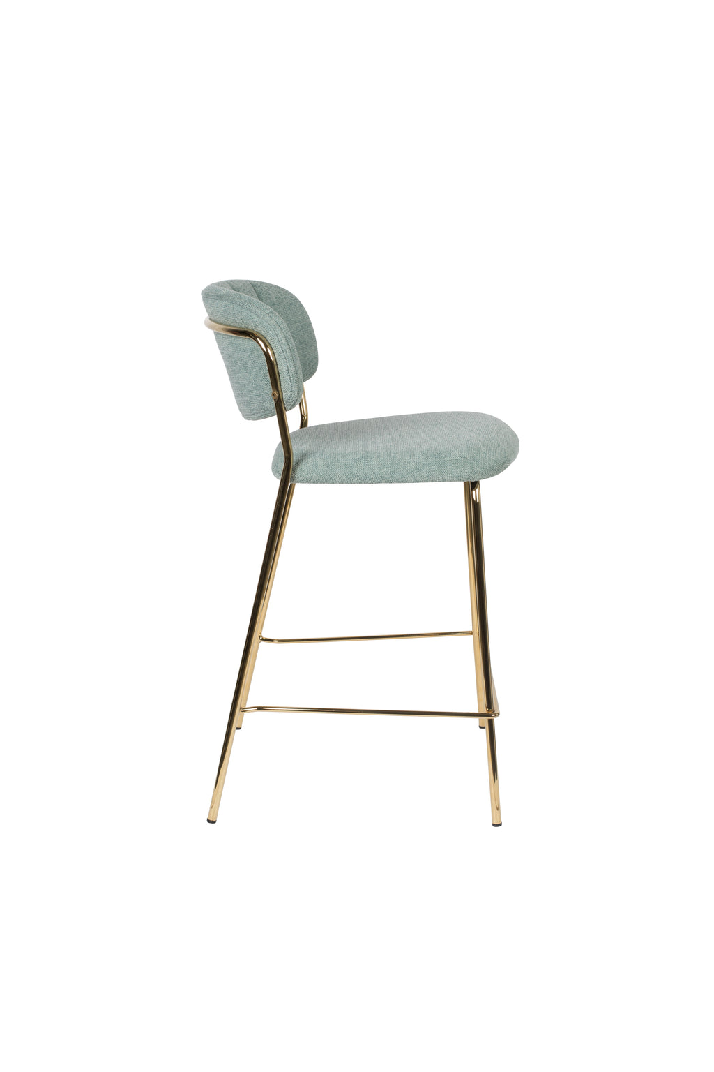 Jolien - Bar & Counter Stool - Fabric - Gold/Light Green