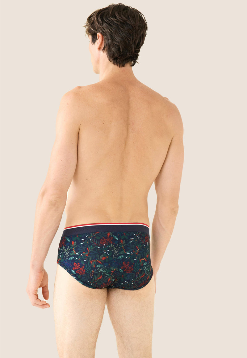 Lot De 2 Slips En Coton - Slips Houx Marbre Vert Moutarde