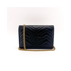 Sac Porté Épaule Gucci Gg Marmont Chain Mini Cuir - Noir