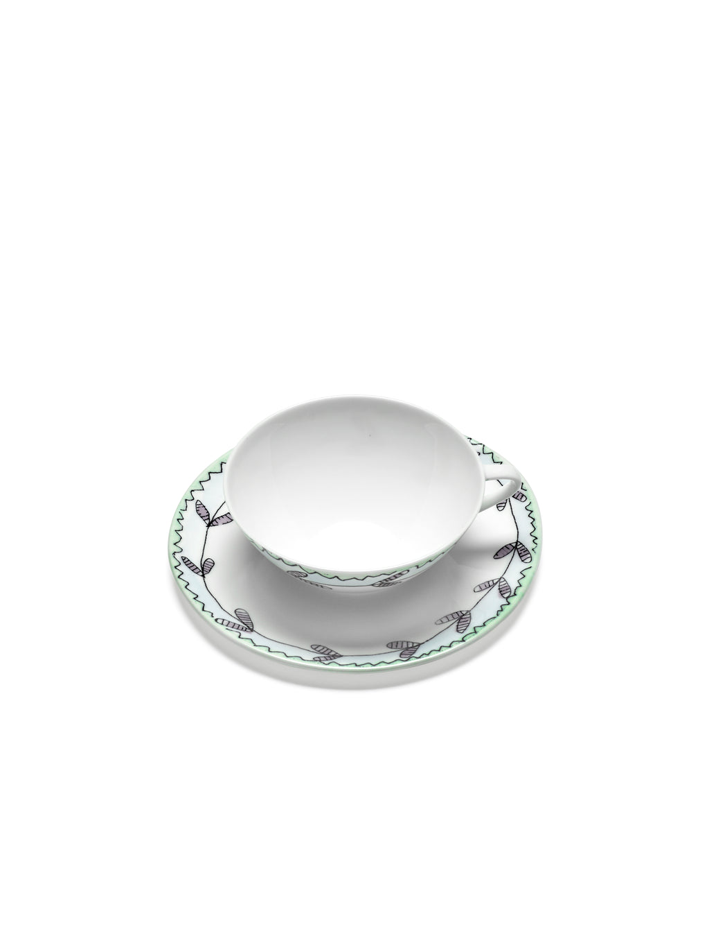 Midnight Flowers - Lot De 2 Tasses À Café Basses + Soucoupes - Porcelaine Bone China - Blossom Milk