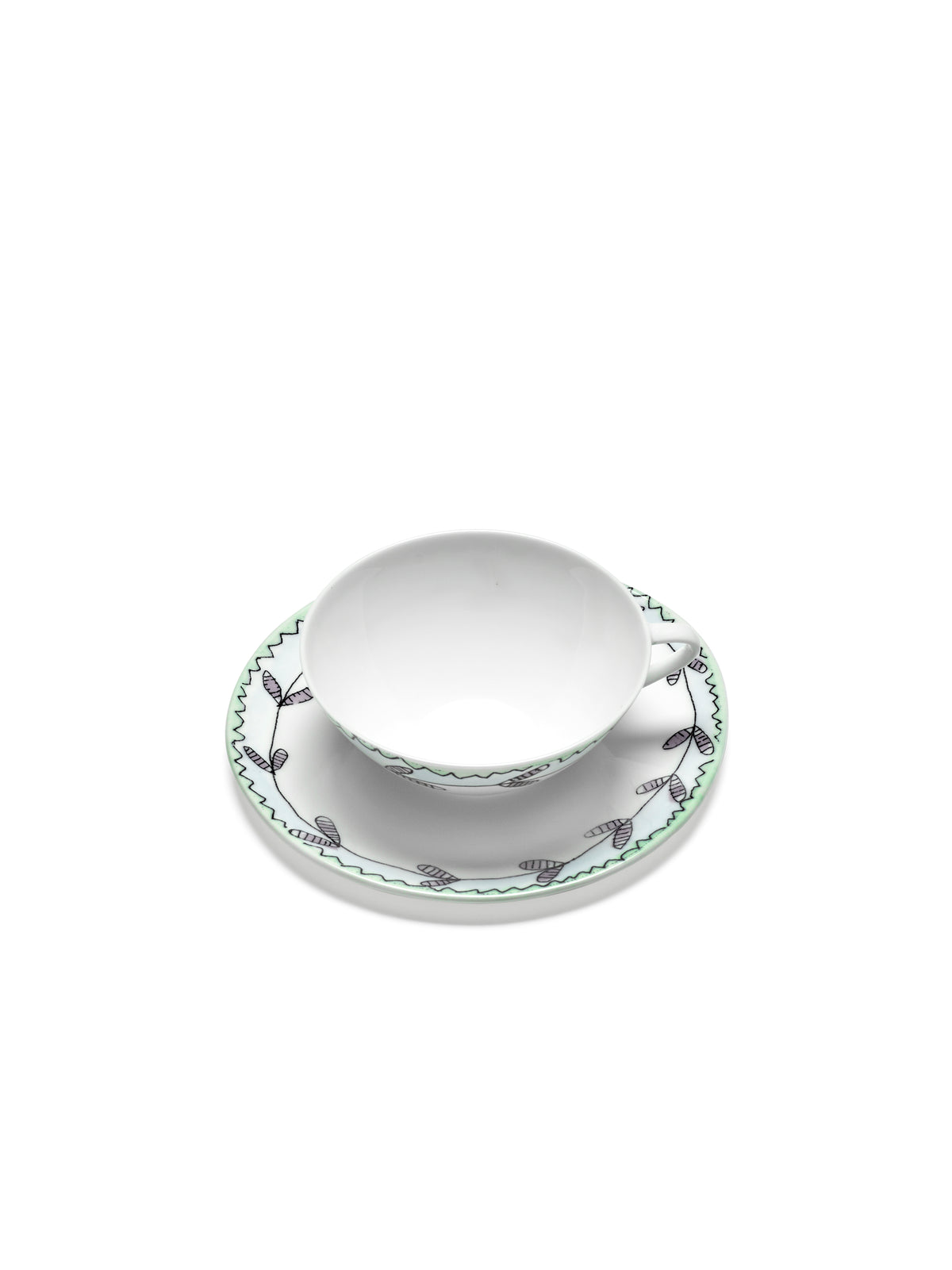 Midnight Flowers - Lot De 2 Tasses À Café Basses + Soucoupes - Porcelaine Bone China - Blossom Milk