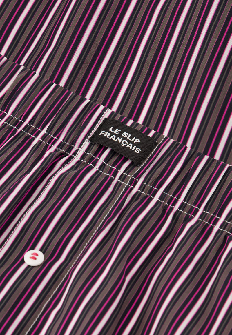 Caleçon Matelas Fuchsia À Rayures En Coton - Jacques Rayures Matelas Fuchsia