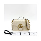 Sac À Main Gucci Gg Marmont Top Handle Flap Mini Cuir - Blanc