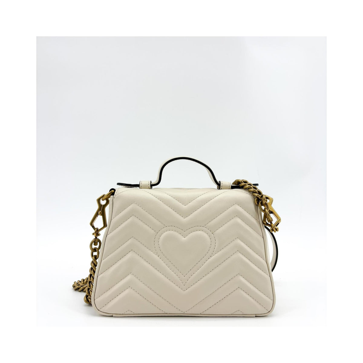 Sac À Main Gucci Gg Marmont Top Handle Flap Mini Cuir - Blanc