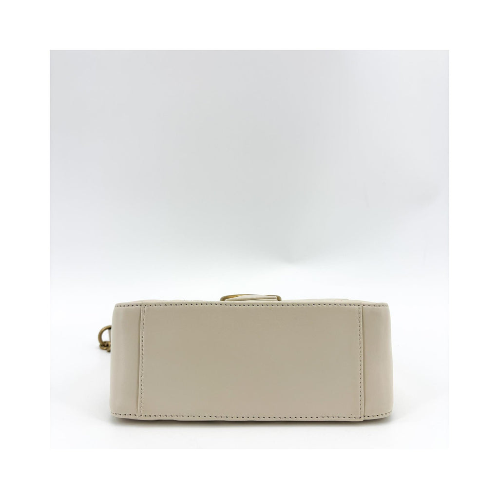Sac À Main Gucci Gg Marmont Top Handle Flap Mini Cuir - Blanc