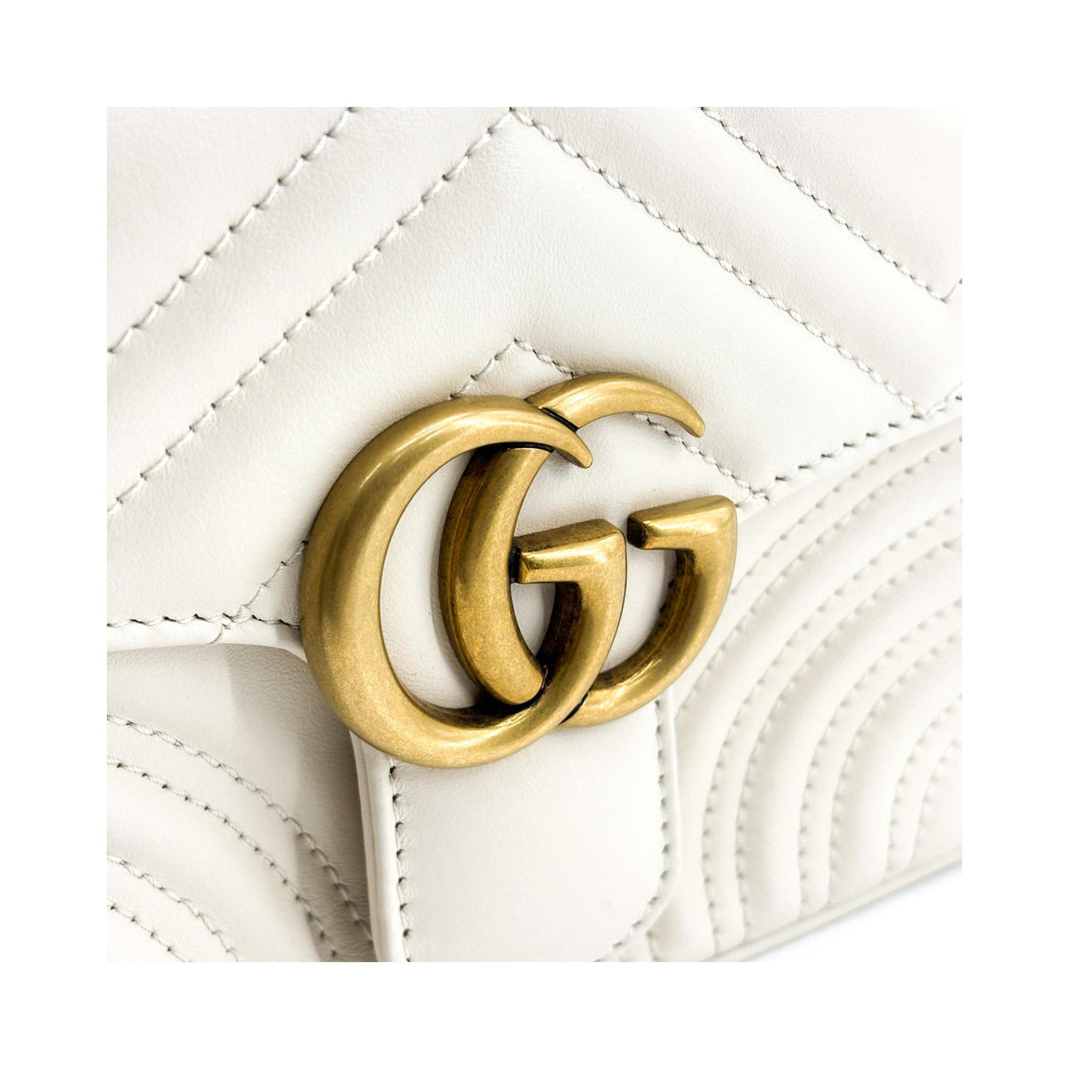 Sac À Main Gucci Gg Marmont Top Handle Flap Mini Cuir - Blanc