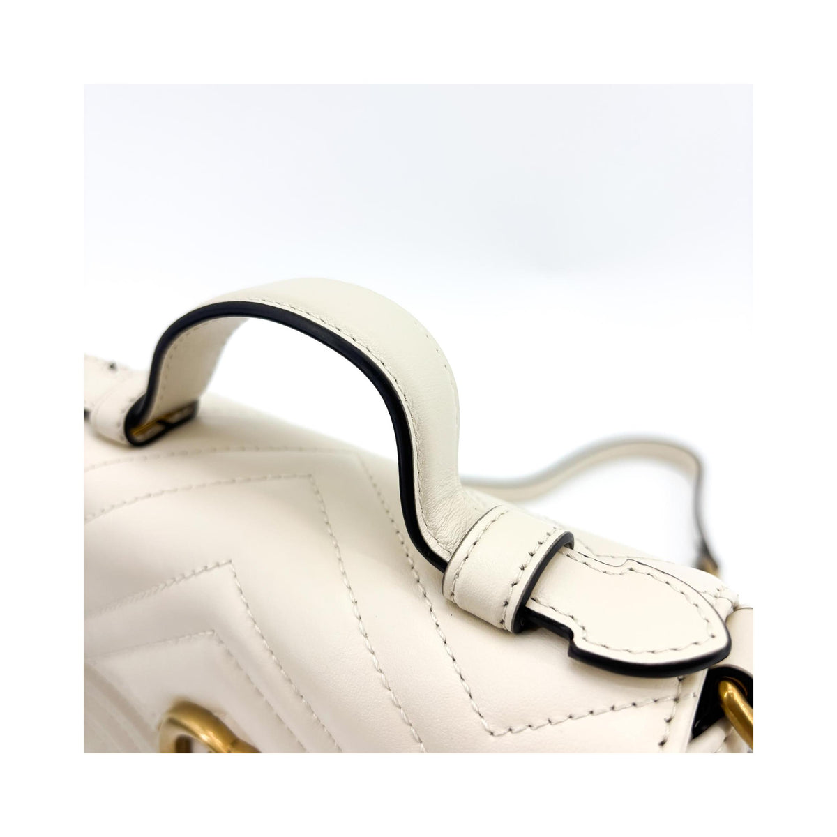 Sac À Main Gucci Gg Marmont Top Handle Flap Mini Cuir - Blanc
