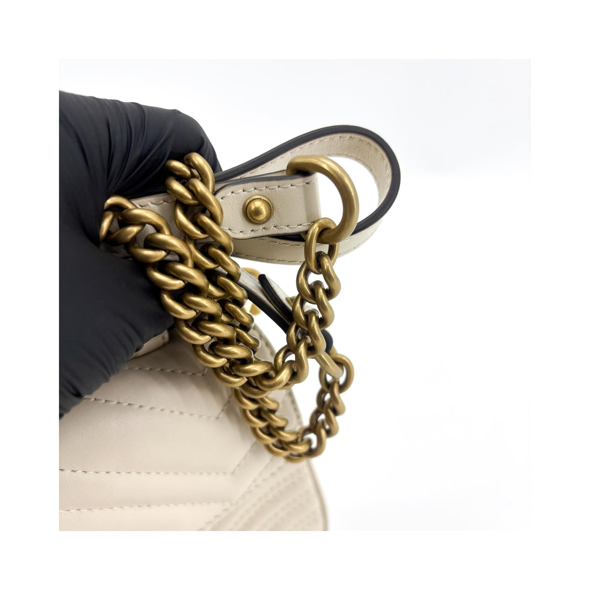 Sac À Main Gucci Gg Marmont Top Handle Flap Mini Cuir - Blanc