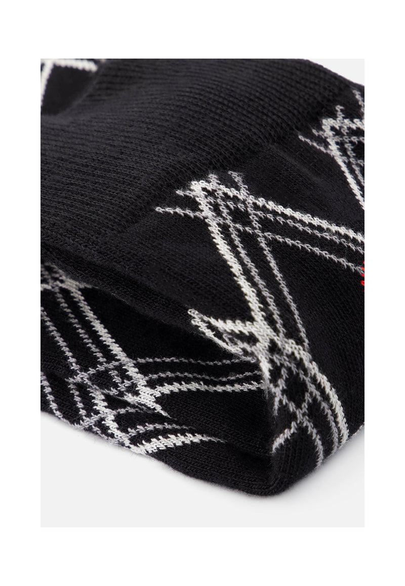 Chaussettes Mi-Hautes Noires À Carreaux Fantaisie - Lucas Carreaux Noir