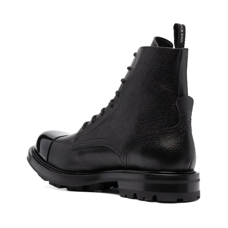 Bottes - Alexander Mcqueen Leather Lace Up  - Black