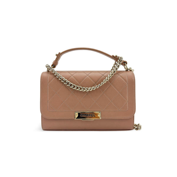Chanel - Label Click Flap Small Leather Handbag - Brown