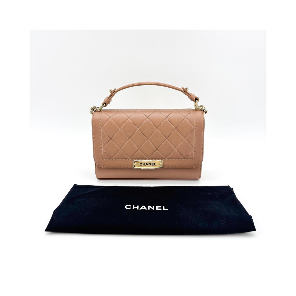 Sac À Main Chanel Label Click Flap Small Cuir - Marron