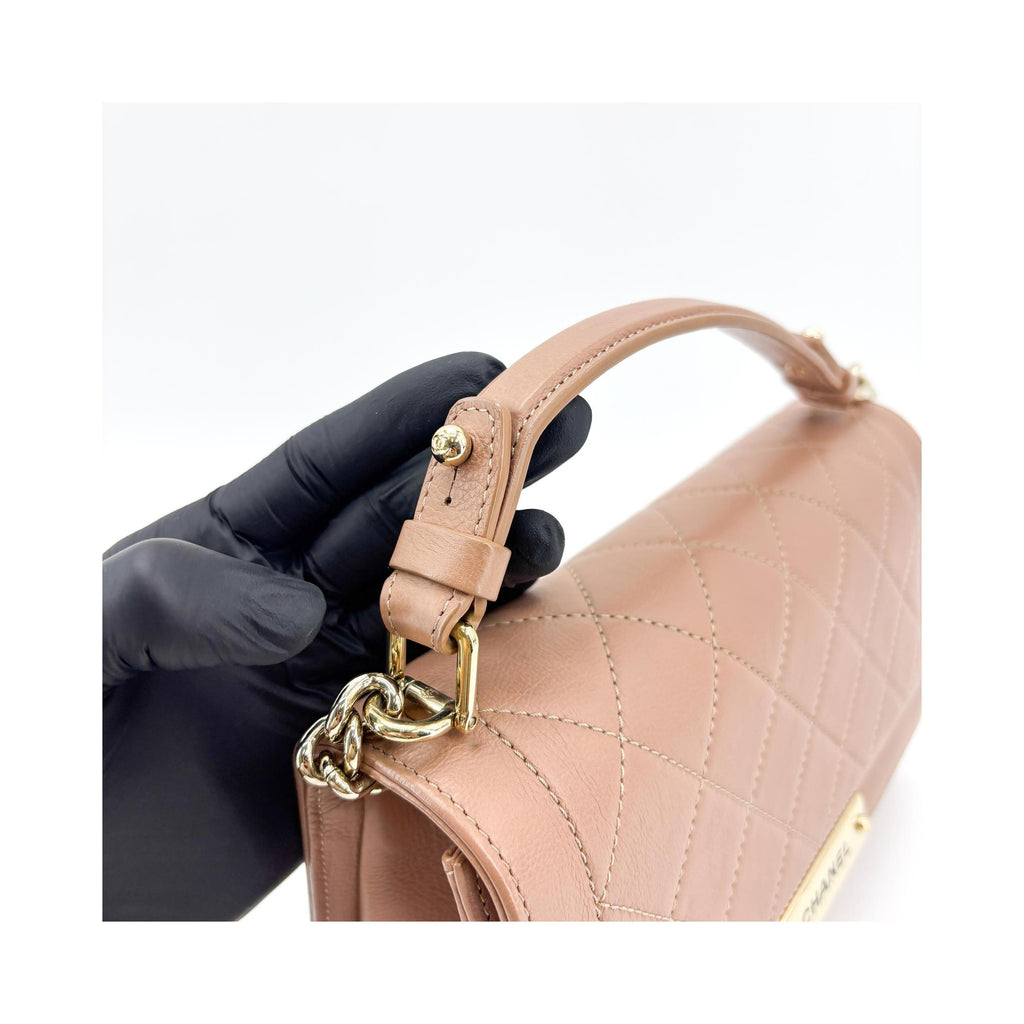 Sac À Main Chanel Label Click Flap Small Cuir - Marron