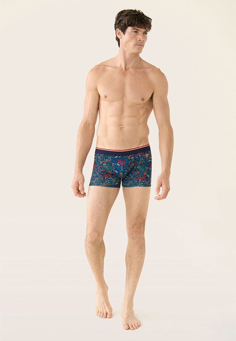 Boxer Bleu Marine Imprimé Houx - Marius Houx Marbre Vert