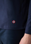 T-Shirt Homme Bleu Marine À Manches Longues En Coton - Superbe Marine