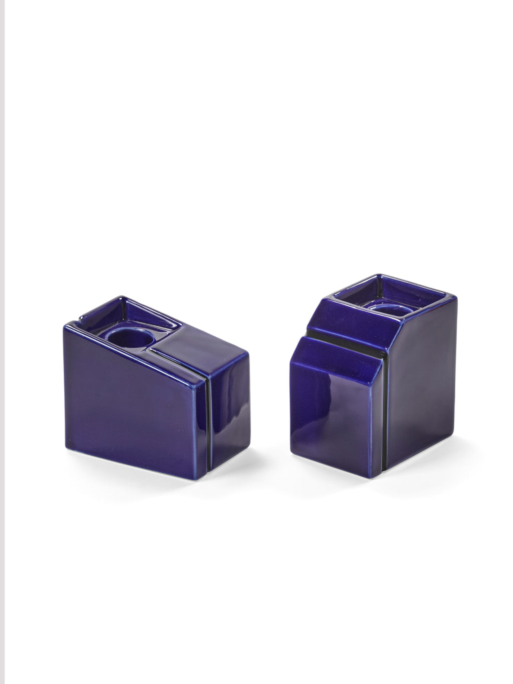 Accessories Silos - Assortiment De 2 Bougeoirs - Porcelaine - Bleu