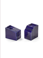 Accessories Silos - Assortiment De 2 Bougeoirs - Porcelaine - Bleu