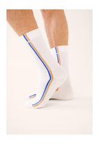 Calcetines de Deporte de Media Caña a Rayas Wilfried Rayas - Azul Náutico Verde Azur Naranja Coral