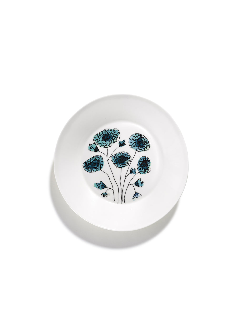Midnight Flowers - 2er-Set Tiefe Teller - M - Bone-China-Porzellan - Anemone Vaniglia