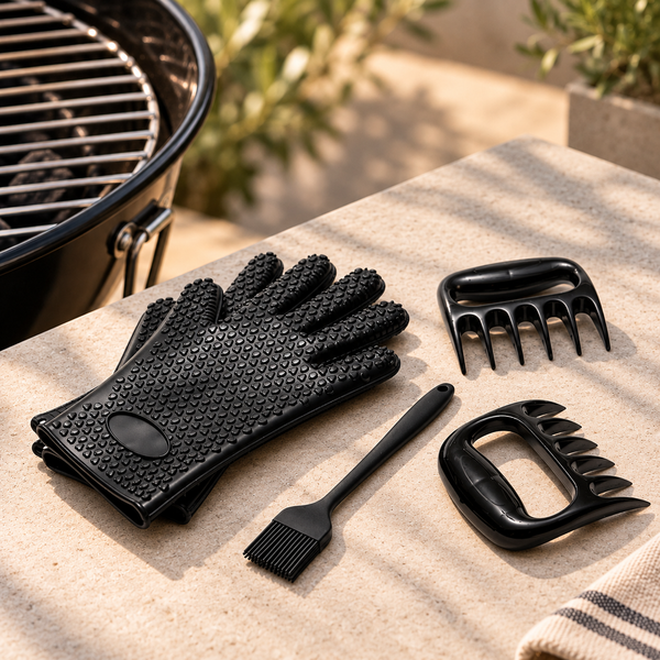 Art Culinaire - Set D'Accessoires De Grillade Pour Barbecue 5 Pièces - Grill - Silicone - Noir