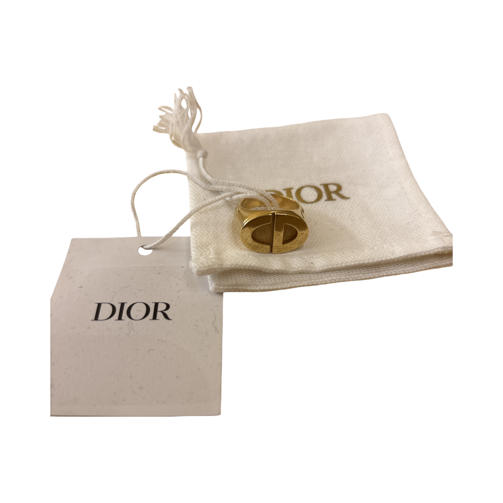 Bague Christian Dior Vintage Feather Cocktail Steel - Or