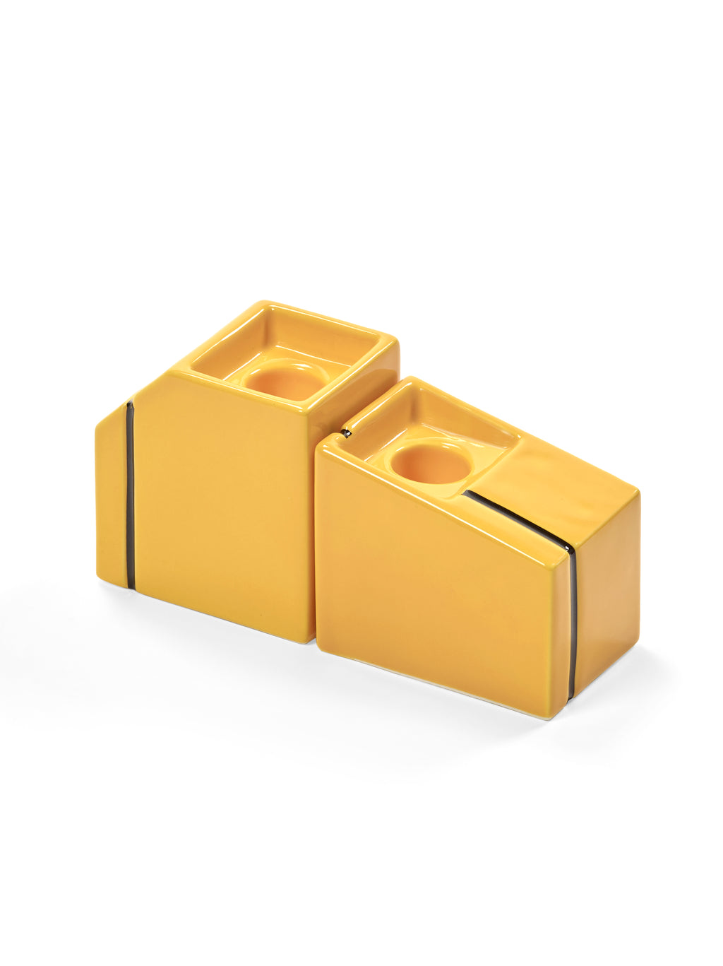 Accessories Silos - Assortiment De 2 Bougeoirs - Porcelaine - Jaune