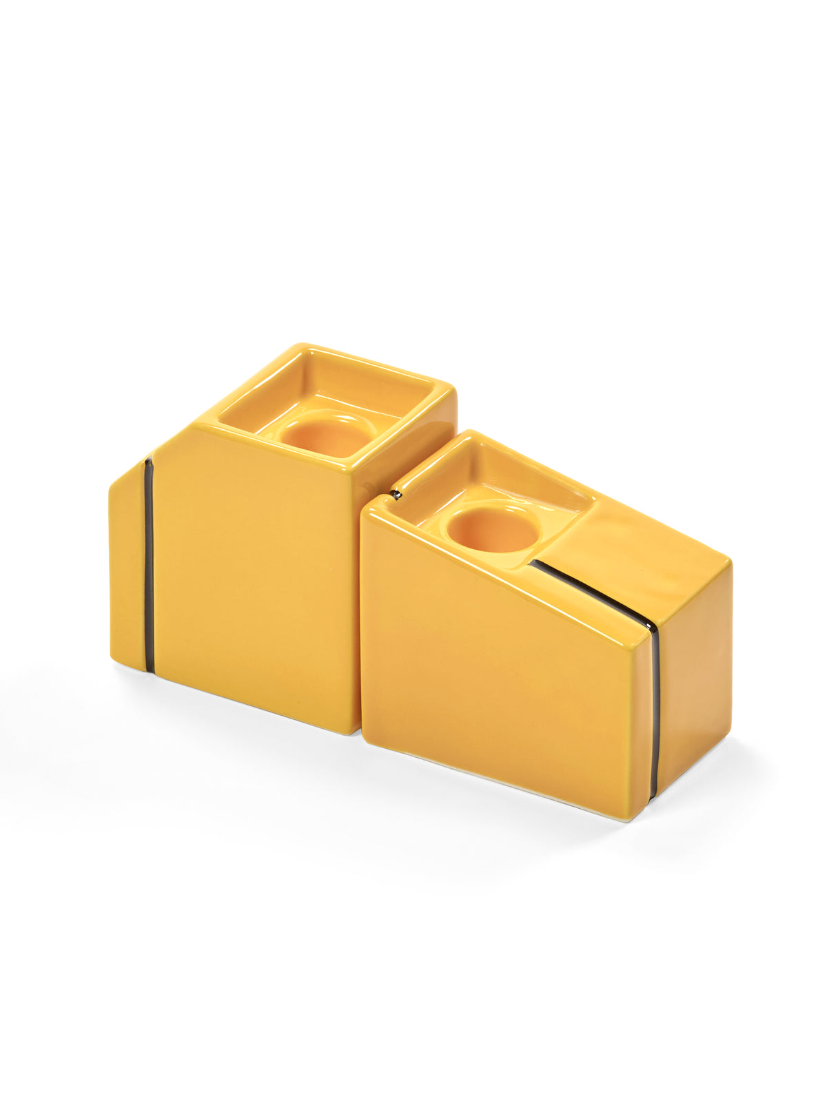 Accessories Silos - Assortiment De 2 Bougeoirs - Porcelaine - Jaune