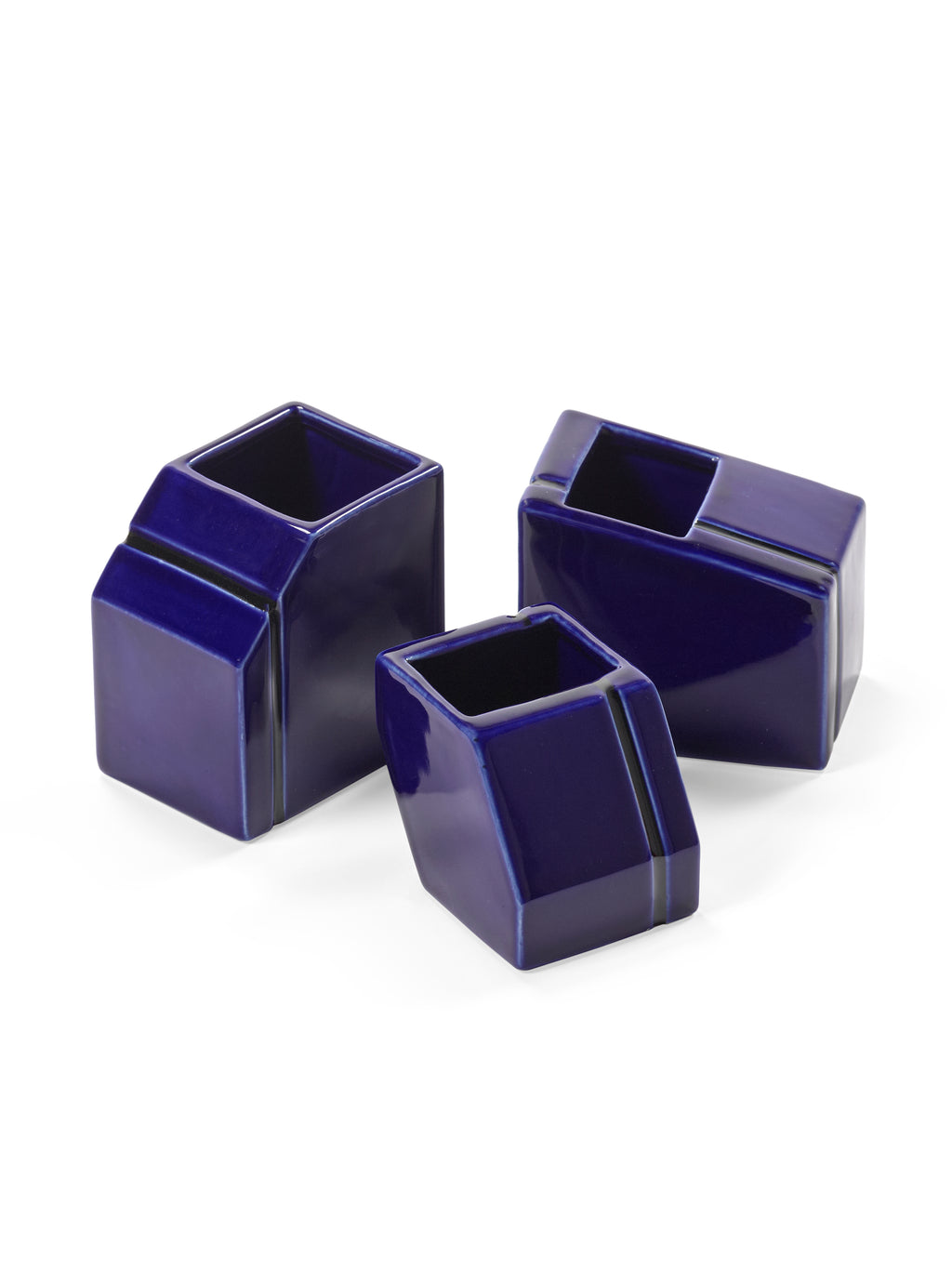 Accessories Silos - Assortiment De 3 Vases Mini - Porcelaine - Bleu