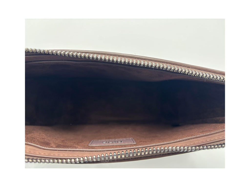 Pochette Christian Dior Hand Monogram Oblique Moyen Cuir Verni - Gris