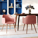 daisy chaise en veours rose pieds bois lot 2