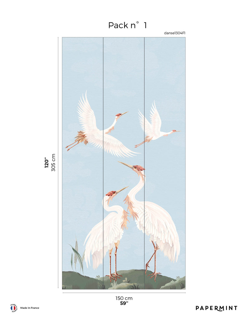 Fresque La Danse des Hérons - Bleu Dragée