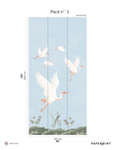 Fresque La Danse des Hérons - Bleu Dragée