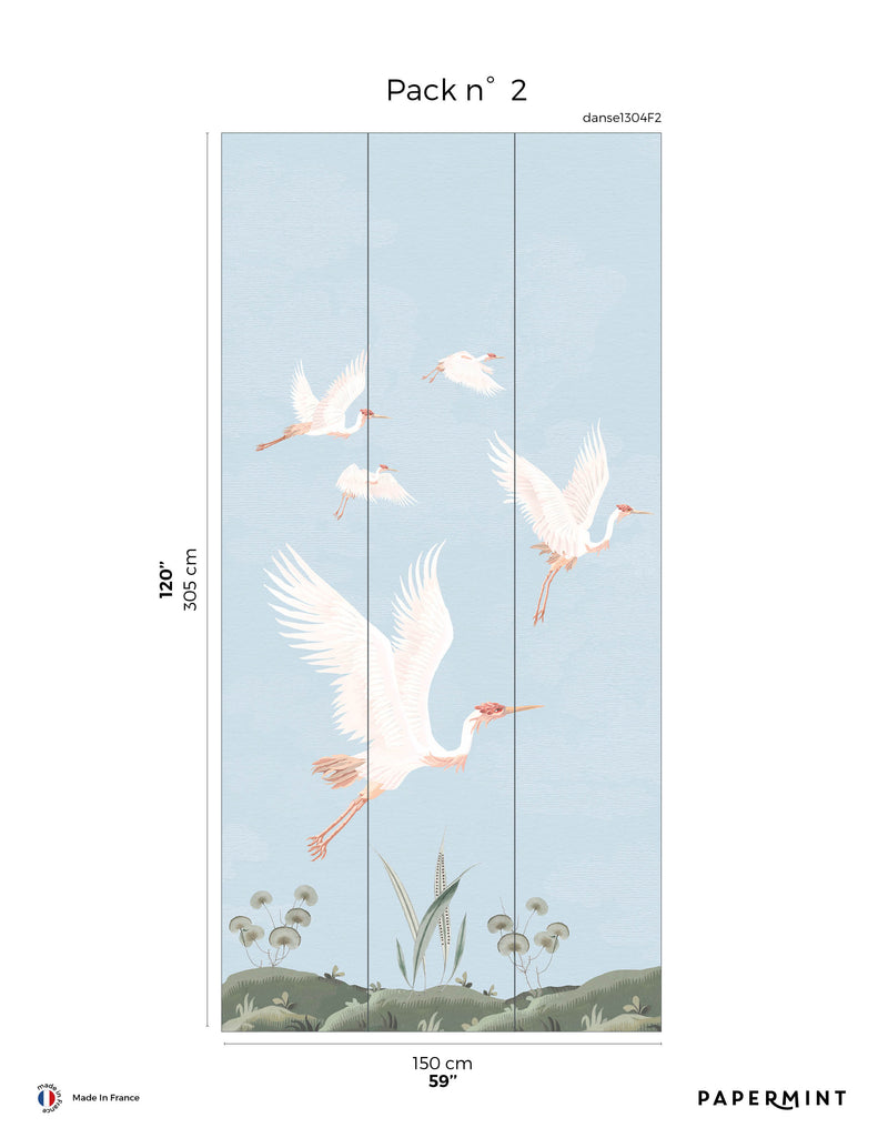 Fresque La Danse des Hérons - Bleu Dragée