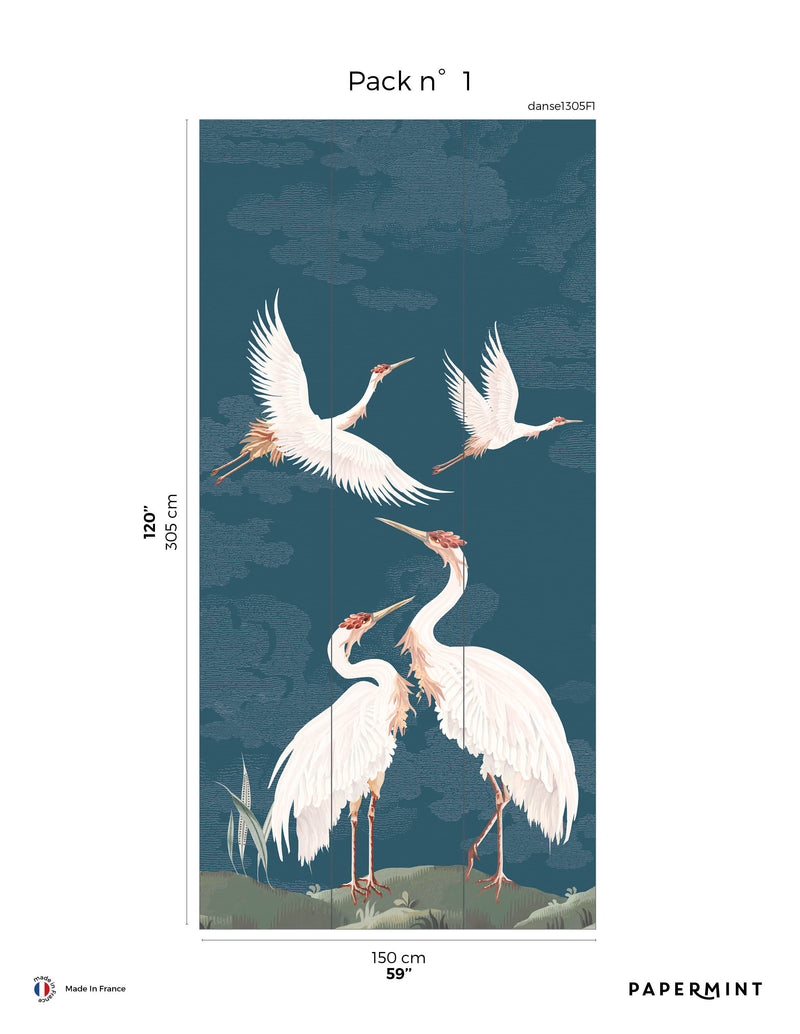 Fresque La Danse des Hérons - Bleu de Prusse