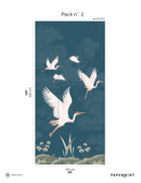 Fresque La Danse des Hérons - Bleu de Prusse