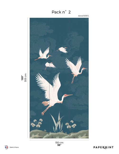 Fresque La Danse des Hérons - Bleu de Prusse