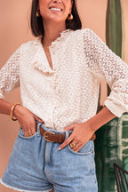 DARCY Ecru - Blusa in pizzo