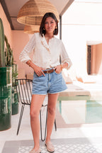 DARCY Ecru - Blusa in pizzo