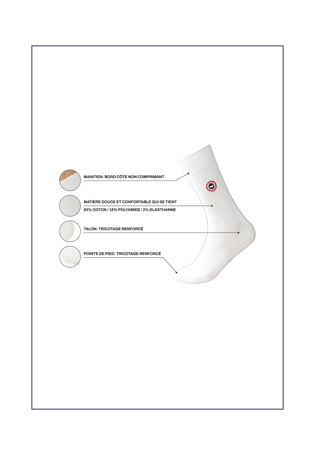 Chaussettes Mi-Hautes Robuste À Rayures - Marine Blanc